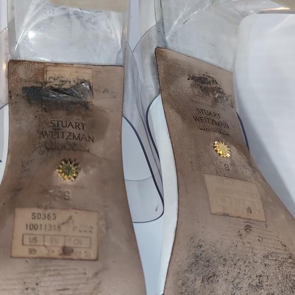 Stuart Weitzman Clear and White Slip On Heels Size 9 - Picture 12 of 13